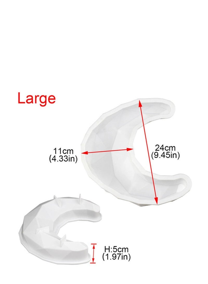 3D Diamond Moon Silicone Mold Cake Chocolate Baking Sugarcraft Mould Fondant Decor Soap Wax Mold Big Moon Mould - Image 3